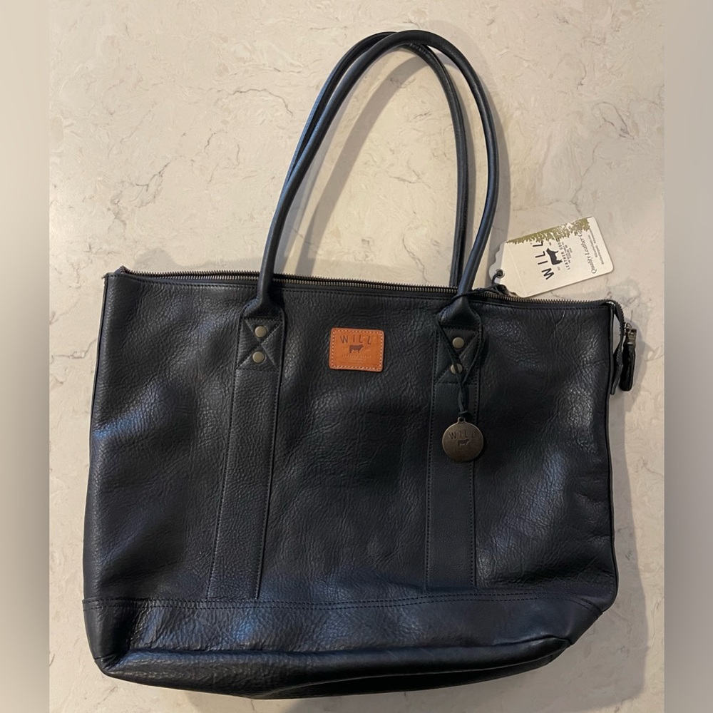 $325 Will Leather Goods 24-7 Black Leather Tote - NWT!